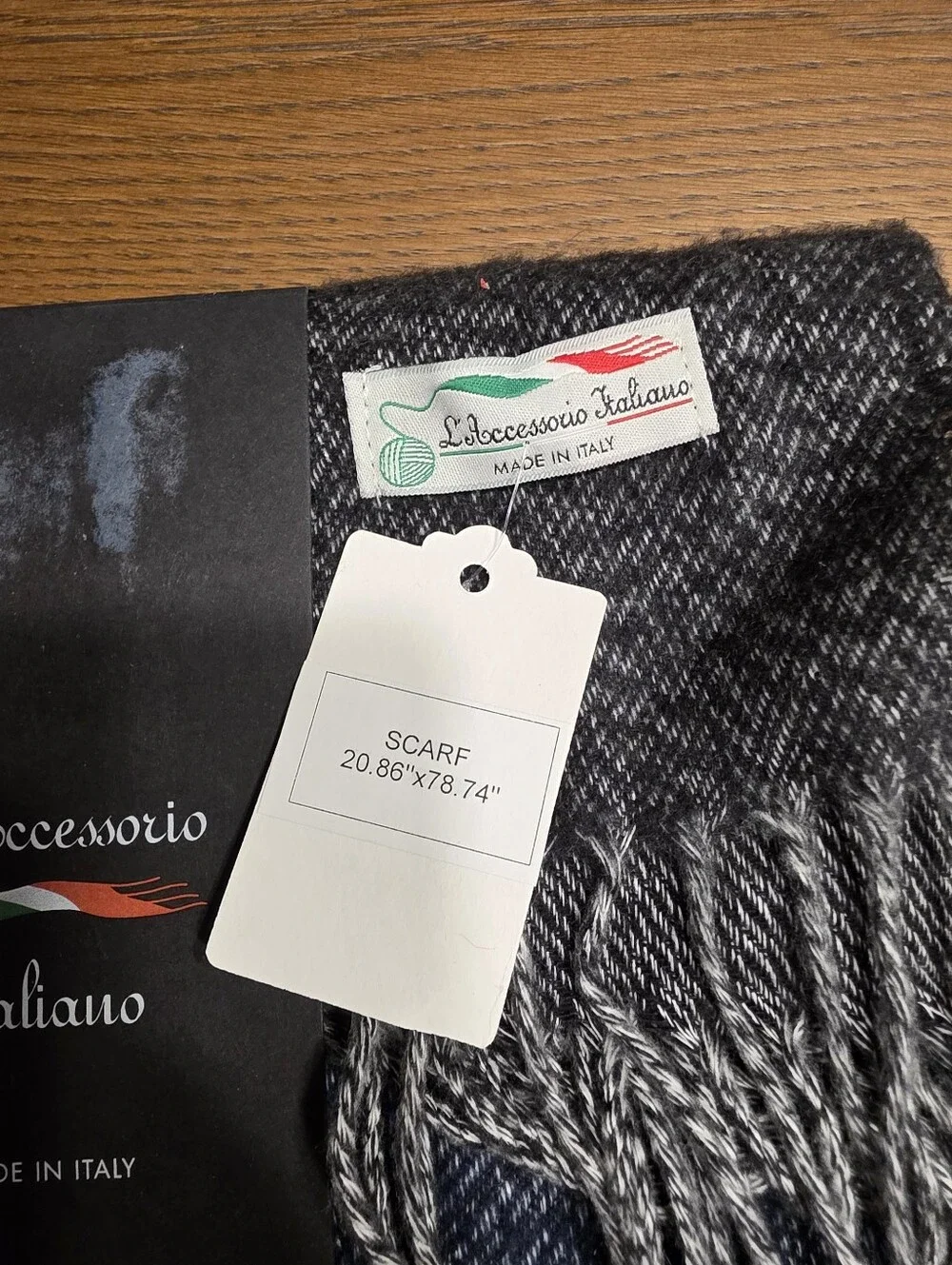 Made In Italy Blue Gray Black Scarf